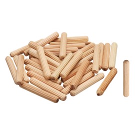 sourcing map Wooden Dowel Pins 1/4"x 1-19/32" (6mm x 40mm) Straight Dowel Rods Wood Fluted Dowels Rods for Crafts Furniture DIY Hardwood Count 50