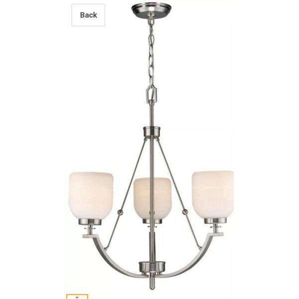 World Imports 3-Light Brushed Nickel Chandelier with White Frosted Glass