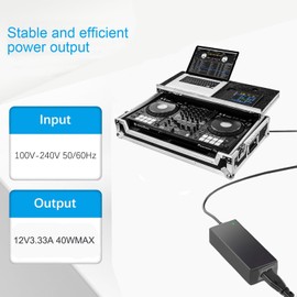 lojiraz 12V Power Adapter Cord Compatible with Pioneer DJ Serato DDJ-1000 DDJ1000 SRT DDJ-1000SRT DDJ-1000SRT-W 4-Channel Club Style Digital DJ Controller 12VDC DC12V 12.0V Power Supply Cord PSU