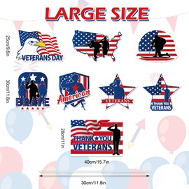 Whaline 8Pcs Happy Veteran's Day Yard Sign with 16Pcs Stakes Thank You Veterans Yard Decor American Flag Yard Decorations for Veterans Day Thank You Veterans Party Garden Yard Lawn Outdoor Decor