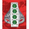 Ring Green Real Silver 925 Zirconia Crystals White Art Deco