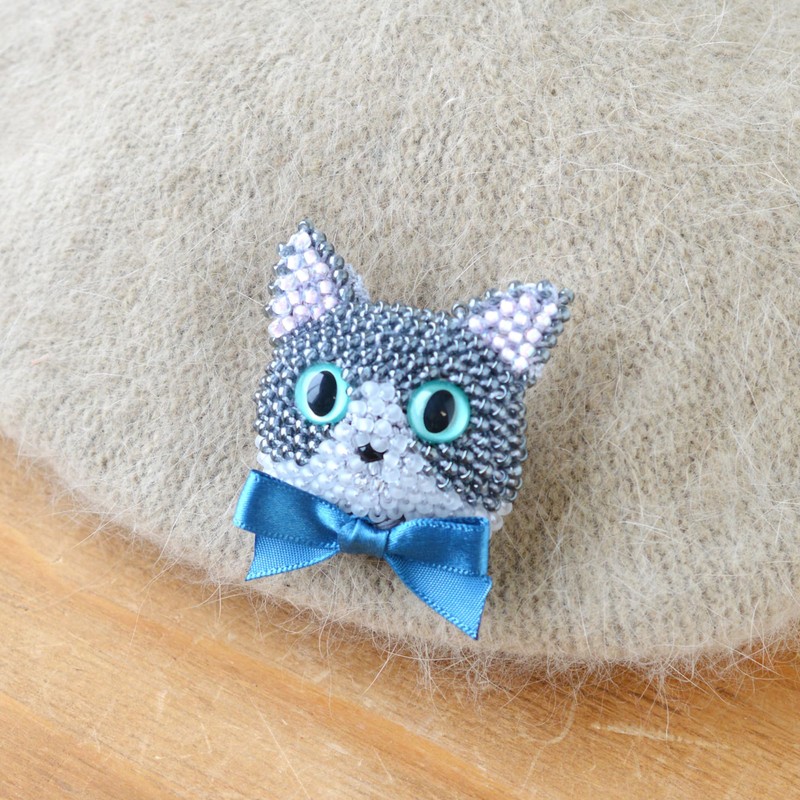 MIYUKI (Miyuki) Bead Kit, Crochet Bead Embroidery Cat Brooch Kit,