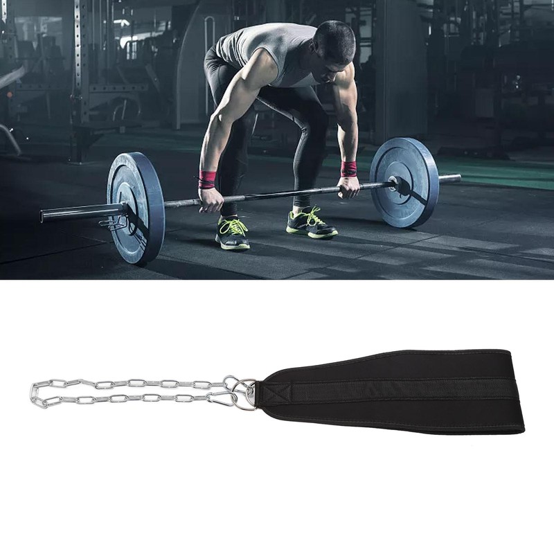 Weighted Dip Belt Adjust Chain Nylon Strap Strength Training Weightlifting