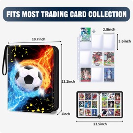 TsuiWah Soccer Card Binder 9-Pocket, Trading Card Binder, Sports Card Album Fits 900 Cards with 50 Removable Sleeves, Zipper Collectible Card Holder Organizer for Soccer, Hockey, Sports Trading Cards