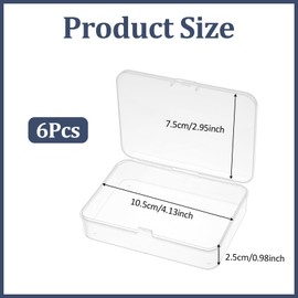 Bremorou 6Pcs Small Plastic Box with Hinged Lids Mini Plastic Storage Box Lear Case Rectangle Containers with Lids for Organizing for Jewelry Beads Craft Supplies(4.13× 2.95 Inch)