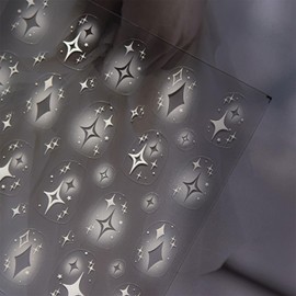 JMEOWIO 3D Nagelsticker Weißer Stern Nail Art Sticker Selbstklebend Nagelaufkleber 5D Stereoskopisch Dekoration Nageldesign Zubehör 1 Blatt