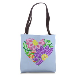I Love Flowers Colorful Floral Heart Design Tote Bag