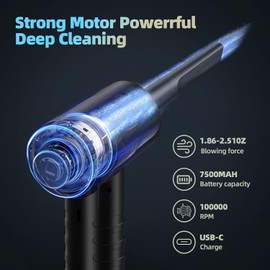 Compressed Air Duster,200000RPM 3-Gear Adjustable with LED Light, Replace Canned Air, Rechargeable Brushless Motor Blower, Jet Dry Blower for Keyboard, PC, Car, and Home Cleaning (200000RPM)