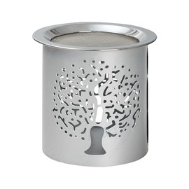 Tea Light - Incense Burner Tree of Life Made of Iron, Silver, Height 8 cm, Handmade Incense Warmer with Stainless Steel Strainer, Ideal Incense Accessory for Aromatherapy, Relaxation and Meditation