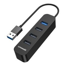 Upgrow USB 3.0 Hub 4-Port USB Hub with 5 Gbps USB Splitter for Laptop MacBook Mac Pro Mac mini iMac Surface Pro XPS PC Flash Drive Mobile HDD-Black