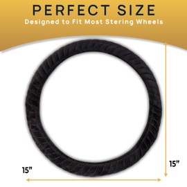 VaygWay Car Heated Steering Wheel Cover - 12v Black Soft Plush Warmer Car Steering Wheel Heater - Premium Quality 15" Auto Comfortable Steering Wheel Cover Protector Warmer for Vehicle (Soft Plush)