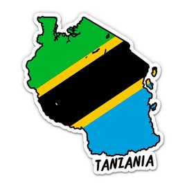 Squiddy Tanzania Map with Flag - Vinyl Sticker - Large Size - 12"