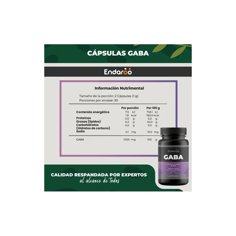 GABA 500 Mg 60 Cápsulas Sin Sabor Naíma Suplemento Relajante