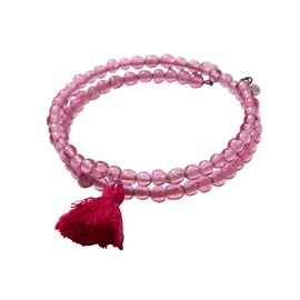 Boho Tassel Stackable Wrap Bracelet Handcrafted By Women Artisans Glass Beads from India Fair Trade Jewelry Gift For Women (Fuchsia)