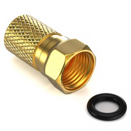 F-Connector 7 mm Screwable | Pack of 10 Gold-Plated Rubber Seal | Wide Nut | for Coaxial Antenna Cable | Coaxial SAT Cable | BK Systems | Satellite LNB (10x, F-Connector Gold-Plated)