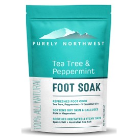 Epsom Salt Tea Tree Foot Soak-Toenail Repair, Softens Thick Calluses & Corns, Stubborn Foot Odor, Athletes Foot Burning & Itching, Damaged Discolored Nails: Purely Northwest USA 16 ounces/1Lb
