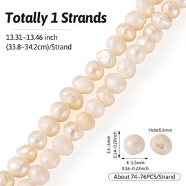 Beadthoven Natural Freshwater Cultured Pearls 4-5mm 1 Strand Potato Shape Shell Color Beads for Necklace Bracelet Jewelry Making Hole:0.6mm