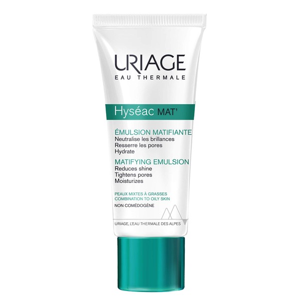 URIAGE Hyseac Mat' Matifying Emulsion 1.35 fl.oz. | 3 Actions Facial Moisturizer: Hydrating, Mattifying & Pore Minimizing. Oil Free Formula for Oily to Combination Skin Prone to Acne