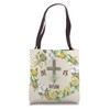 Citrus Flowers Christian Cross Easter Wreath He Is Risen Tote