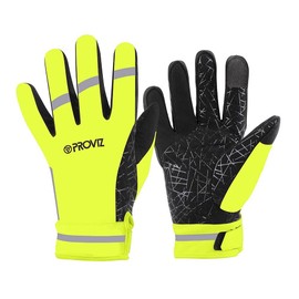 Proviz Reflect360 100% Reflective & Waterproof Cycling Gloves - Touchscreen Compatibility, Yellow, Large
