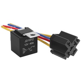 Weasch 4 Pack Car Relay, 12V 40A, SPST 4Pin, 40A Automotive Relay, Automotive Switches and Starters, with Interlocking Relay Socket and Wiring Harness (4)
