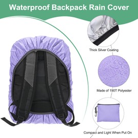 M METERXITY Waterproof Backpack Rain Cover, 30L-40L Waterproof Backpack Cover, Bag Rain Cover with a Carry Pouch for Hiking/Biking/Camping/Outdoor Traveling [Purple]