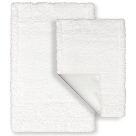 Homewear 2 Piece Luxury Hotel Bath Rug Set, Extra Soft Plush Fluffy & Water Absorbent, Bathroom Mats, Non Slip Rubber Backing, Machine Washable, 20" x 32" Plus 17" x 24", Pure White