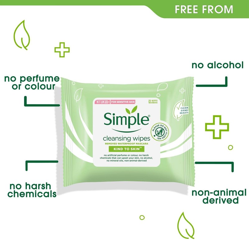Simple Facial Cleansing Wipes Kind to Skin Sensitive 25's (2