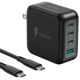 YOCOEI 140W PD Charger, World's Smallest 4 Ports, USB Rapid Charger (GaN PowerX + Unique iSonic Technology, 3 USB-C, 1 USB-A, 1 Foldable Type-C Charger), PD3.1 / QC4.0 Compatible, PPS Standards/PS/PSE