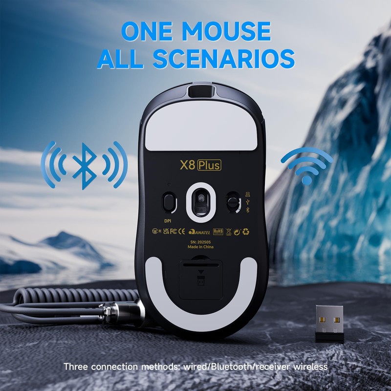 ATTACK SHARK X8 Plus 55g Superlight Wireless Gaming Mouse with