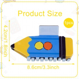 Back to School Hair Clips Yellow Pencil Hair Claw Clip Funny School Hold Hair Jaw Clips for Teachers Students Teachers Thick Hair Accessories for Girls Women (03-blue)