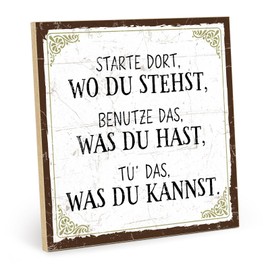 TypeStoff HS-00374 Wooden Sign with Saying – Success Through Do – Vintage Look with Quote as a Gift and Decoration on the Theme of Motivation and Life Motto