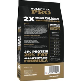 Bully Max Pro 2X High Calorie & High Protein Dry Dog Food for Puppy & Adult Dogs - Healthy Weight Gain & Muscle Building for Small & Large Breeds - Slow-Cooked, 600 Calories/Cup, Chicken Flavor, 4lb.
