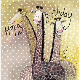 Alex Clark Three Giraffes Birthday Card - Happy Brithday Card For Children or Adults - Watercolour - Designed and Printed in UK