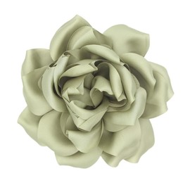 Large Dainty Satin Fabric Peony Flower Brooch Pins for Women Vintage Elegant Flower Brooch Hair Clip Pins Wedding Party Dance Dress Clothes Accessories (Light Army Green)