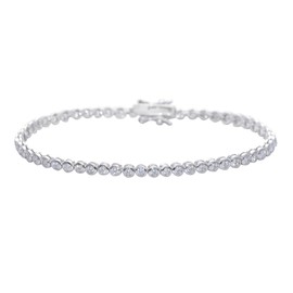 Silverly Women's .925 Sterling Silver 2 mm White Cubic Zirconia Round Thin Tennis Bracelet, 18 cm