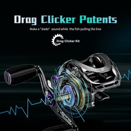 DOVIELLO GKA200 Pro Baitcaster Reels 2023 New 7.1 Gear Ratio 6+1BB Drag Clicker Sound 9KG/20LB Drag Power Fishing Reel Baitcasting Reel Right Hand Double Spools…