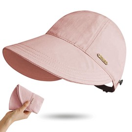 UPF 50+ Womens Sun Hat Wide Brim Hat UV Protection Hiking Fishing Hats Foldable with Ponytail Hole Ideal for Travel & Outdoor Sakura Pink