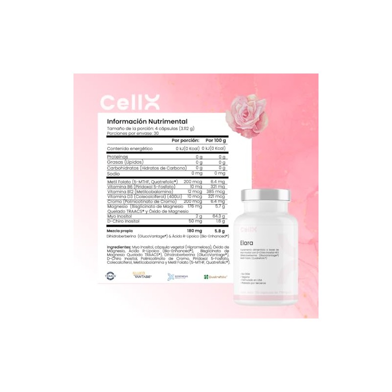 Cellx Elara Myo Inositol Chiro Dihidroberberina Dhb Ala Magnesio Quatrefolic