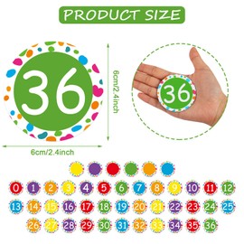 Whaline 50Pcs Rainbow Number Magnetic Accents Number 0-36 Magnet Stickers with Blank Writable Calendar Accents for Home Classroom Whiteboard Teaching Study Math Arithmetic