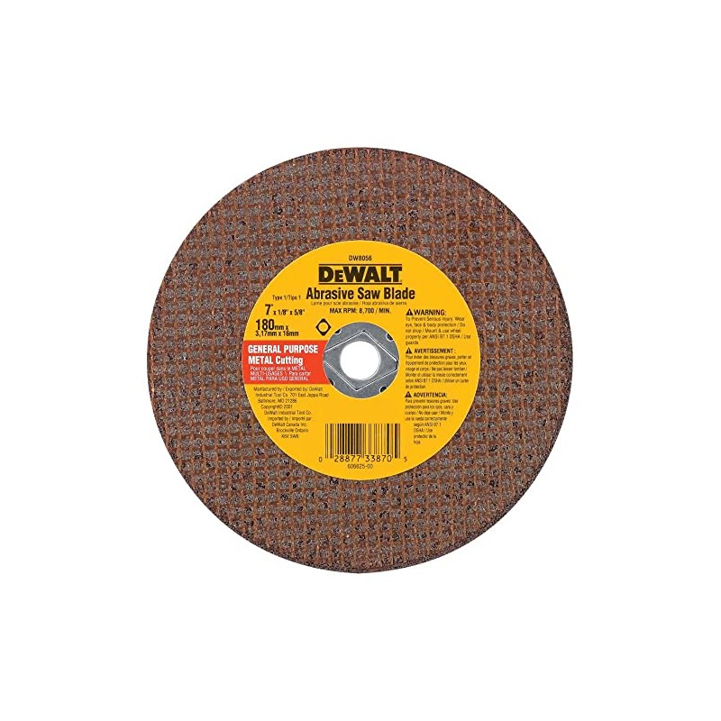 DEWALT DW8056 7-Inch Extended Performance Metal Abrasive Saw Blades