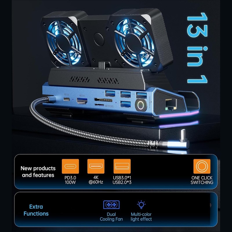 Asixxsix 10 in 1 Docking Station, 4K 60Hz Gigabit Ethernet
