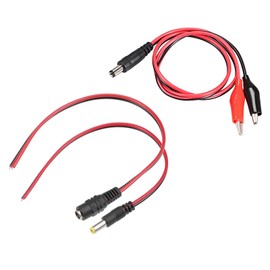 MECCANIXITY DC Male Female Jack to Alligator Clip Power Cable Connector Adapter Pigtail Wire for CCTV Camera, 5.5mm x 2.1mm, Pack of 3