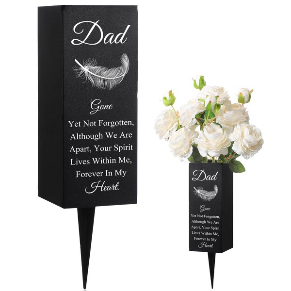 Geosar Dad Cemetery Vases for Grave Metal Cemetery Grave Flower