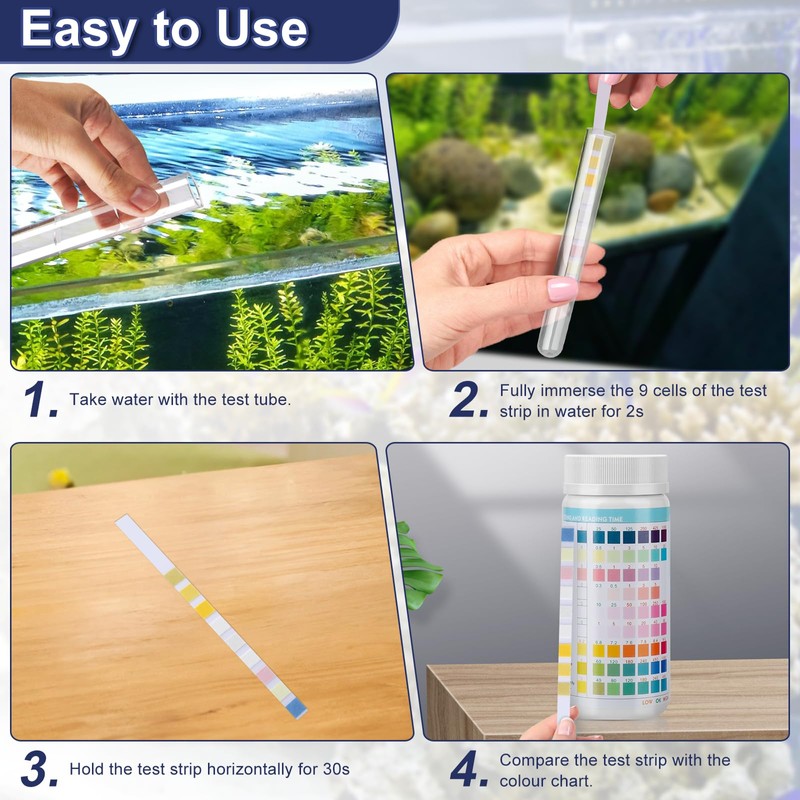Aquarium Test Strips, 9-in-1 Fish Tank Test Strip, Water Testing