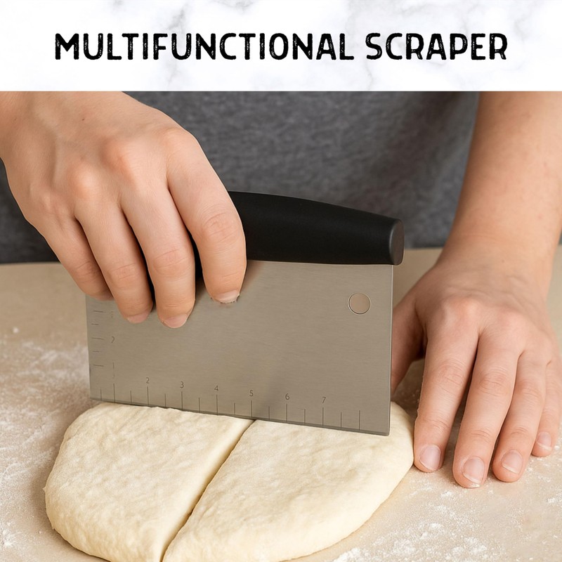 Stainless Steel Dough Scraper with Cover – Versatile Kitchen Tool,