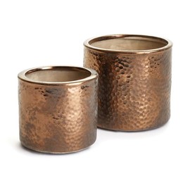 Napa Home & Garden Peyton Small Cylinder Antique Bronze Glaze Decorative Planter Pots, Set of 2 All Seasons Spring Springtime Home Indoor Faux Artificial Real Floral Flower Ferns Greenery Decor