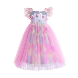 Dressy Daisy Girls Unicorn Birthday Party Rainbow Princess Costume Pageant Fancy Tulle Dress Size 5-6