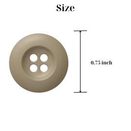 Botones militares del ejército de 4 agujeros con acabado mate pulido, 30 L, color bronceado que mide 0.75 pulgadas - 19 mm, paquete de 12