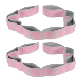PATIKIL Exercise Bands, 35.4 Inch 2 Pcs Yoga Stretching Strap Latin Elastic Bands for Physical Dance Stretch Pilates Resistance Bands for Working Out, Gray/Pink